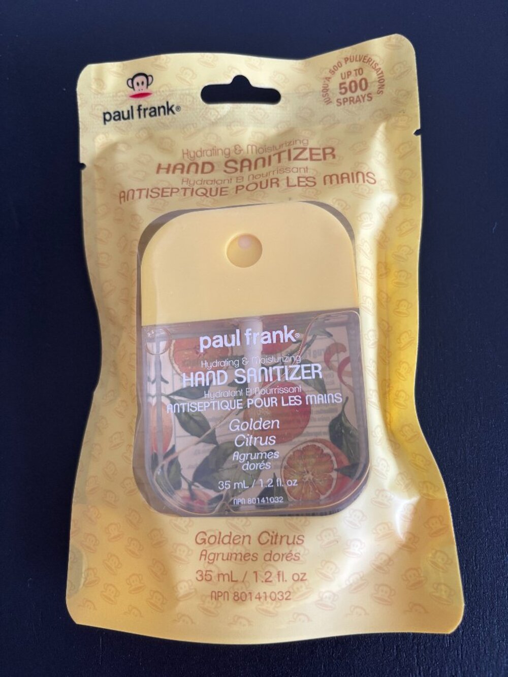 NWT PAUL FRANK Branded Hand Sanitizer in Golden Citrus Scent